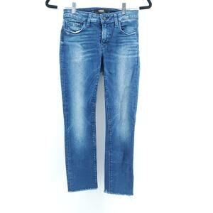 Hudson Krista Crop Super Skinny Distressed Jean Raw Hemline Stonewash Whisker 26